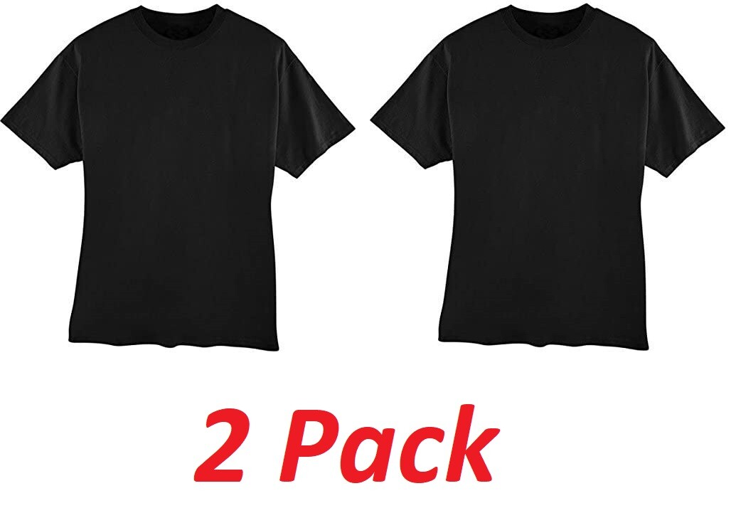 Men's Hanes Beefy-T Short Sleeve Black T-Shirt 100% Cotton 5180 Size: SMALL 2-PK gallery