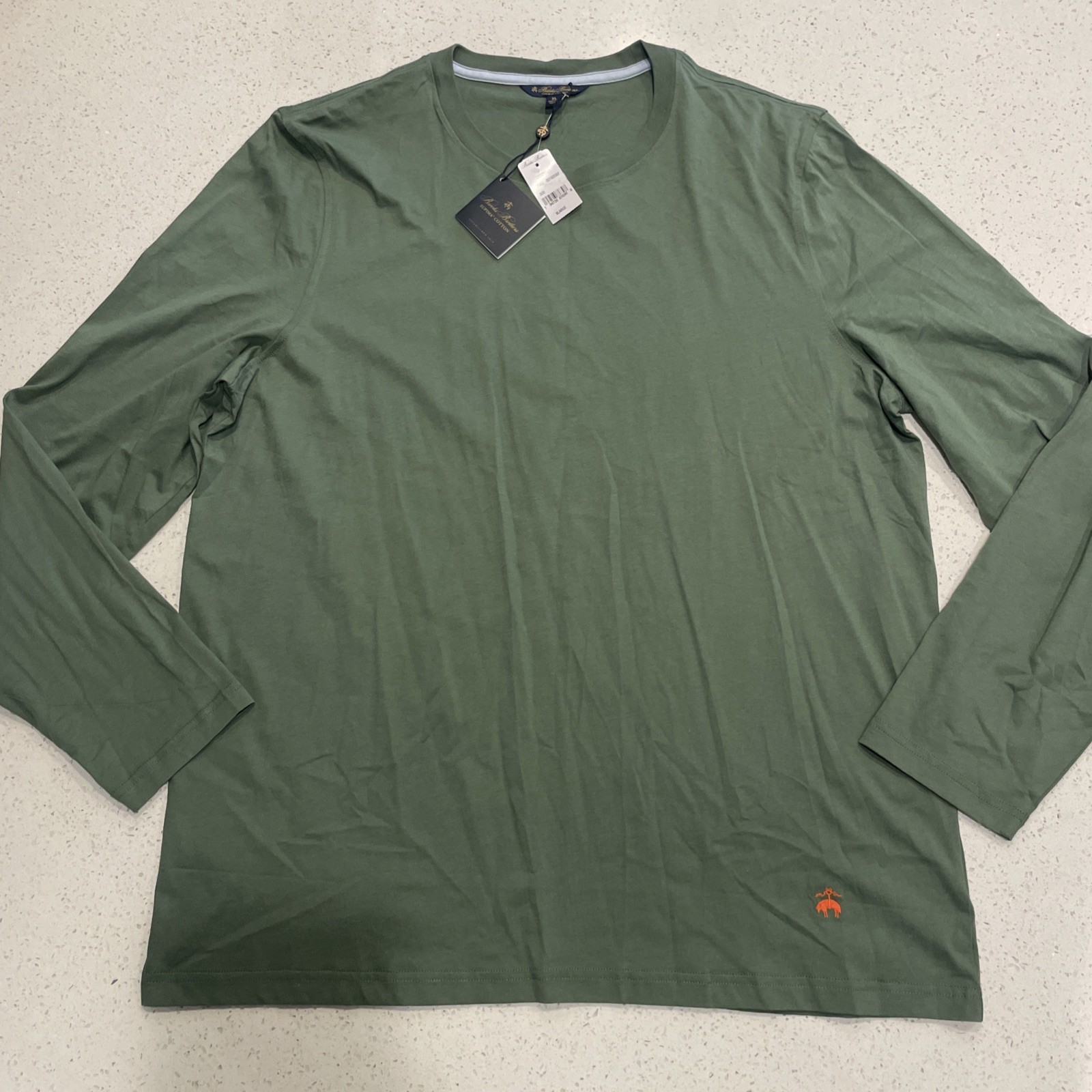 NWT MEN'S BROOKS BROTHERS 100% SUPIMA COTTON Green Sweater US XL gallery