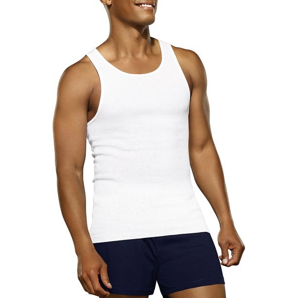 2 Pack Men's White /Black A-Shirt TANK TOP " 100% Cotton " Size up to 4XL gallery
