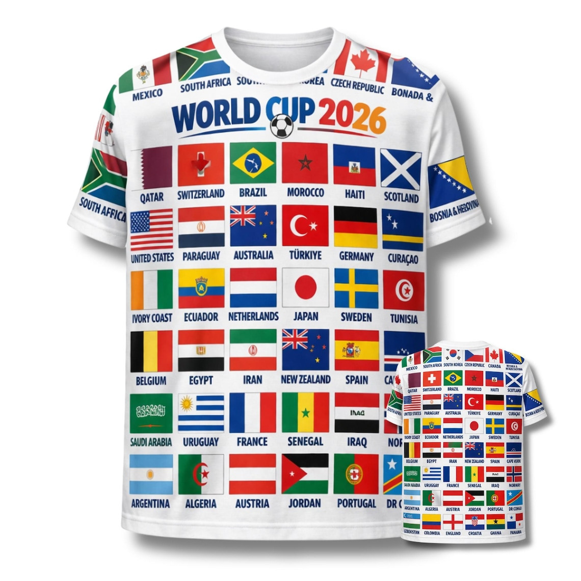 World Cup 2026 Flags Shirt 3D Soccer Fan Tee International Teams T-Shirt