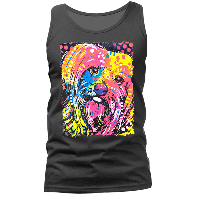 Pop Art Yorkie Dog Neon Rainbow Dog Face Tank Top