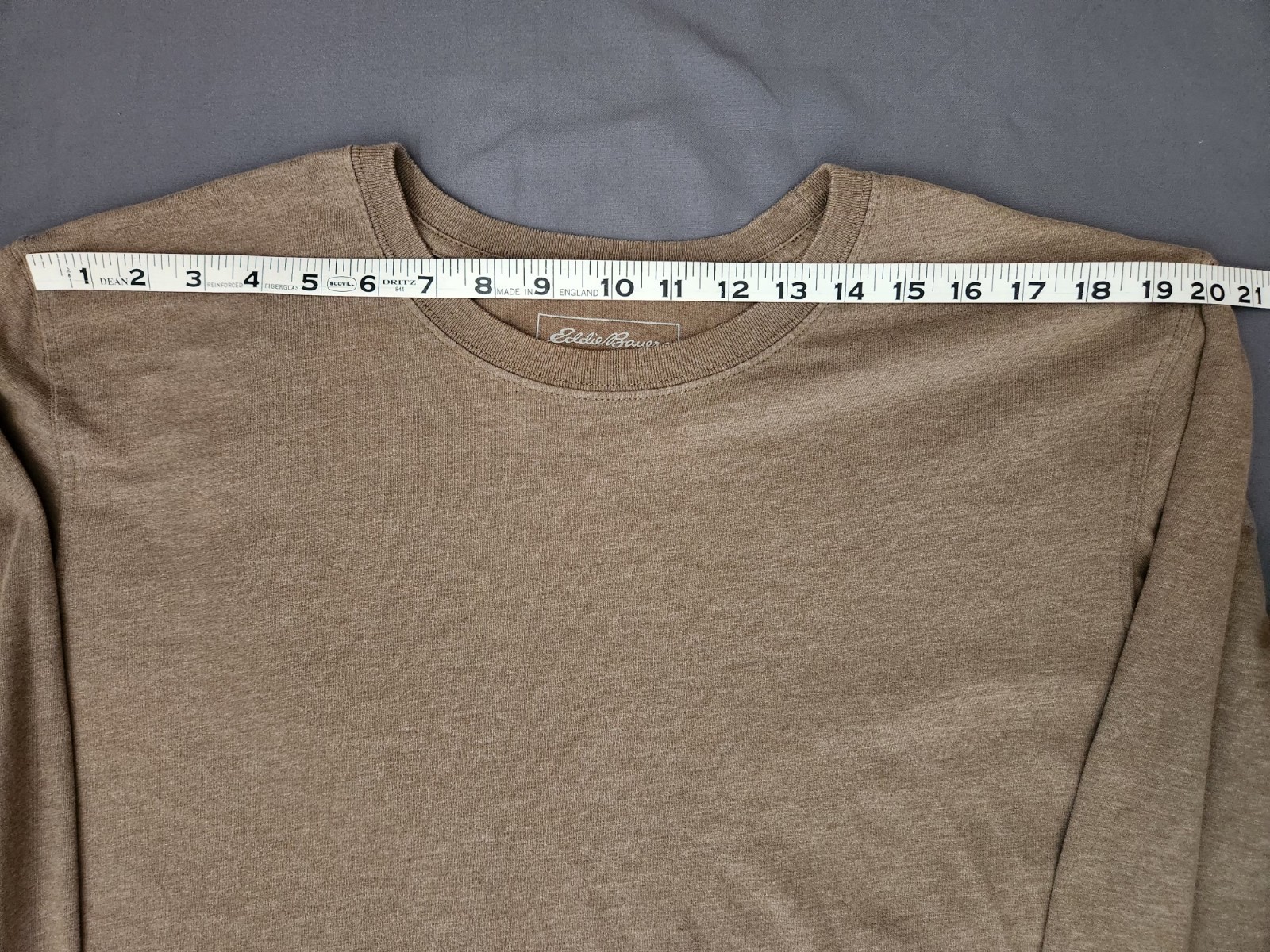 Size XLT EDDIE BAUER LEGENDWASH Brown Mens Long Sleeve Pullover Crew Shirt gallery