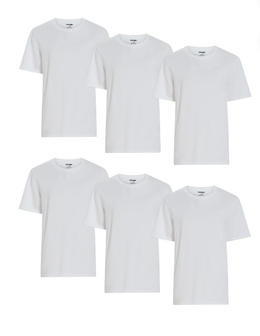 Wrangler Five Star Premium Stretch Crew Neck Tee 6-Pack White M Moisture Wicking gallery