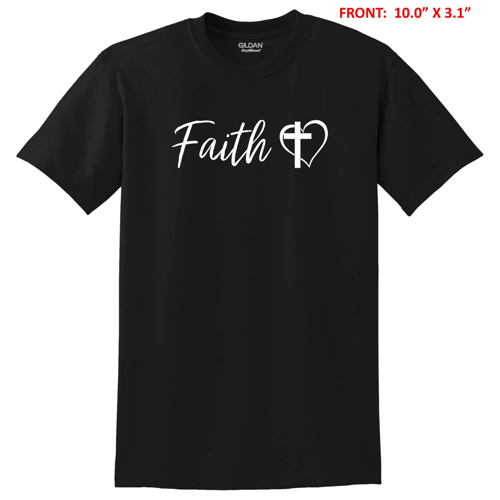 FAITH with CROSS & HEART UNISEX T-SHIRT S-3X GREAT GIFT -10 COLOR OPTIONS gallery