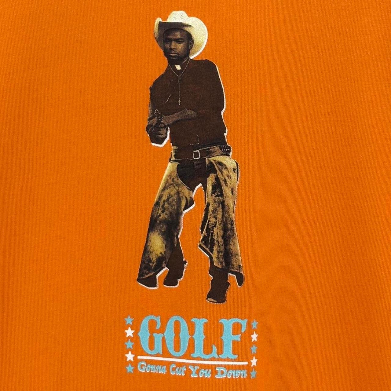 Golf Wang Orange Cotton T-Shirt with cowboy graphic, 'Gonna Cut You Down’ gallery