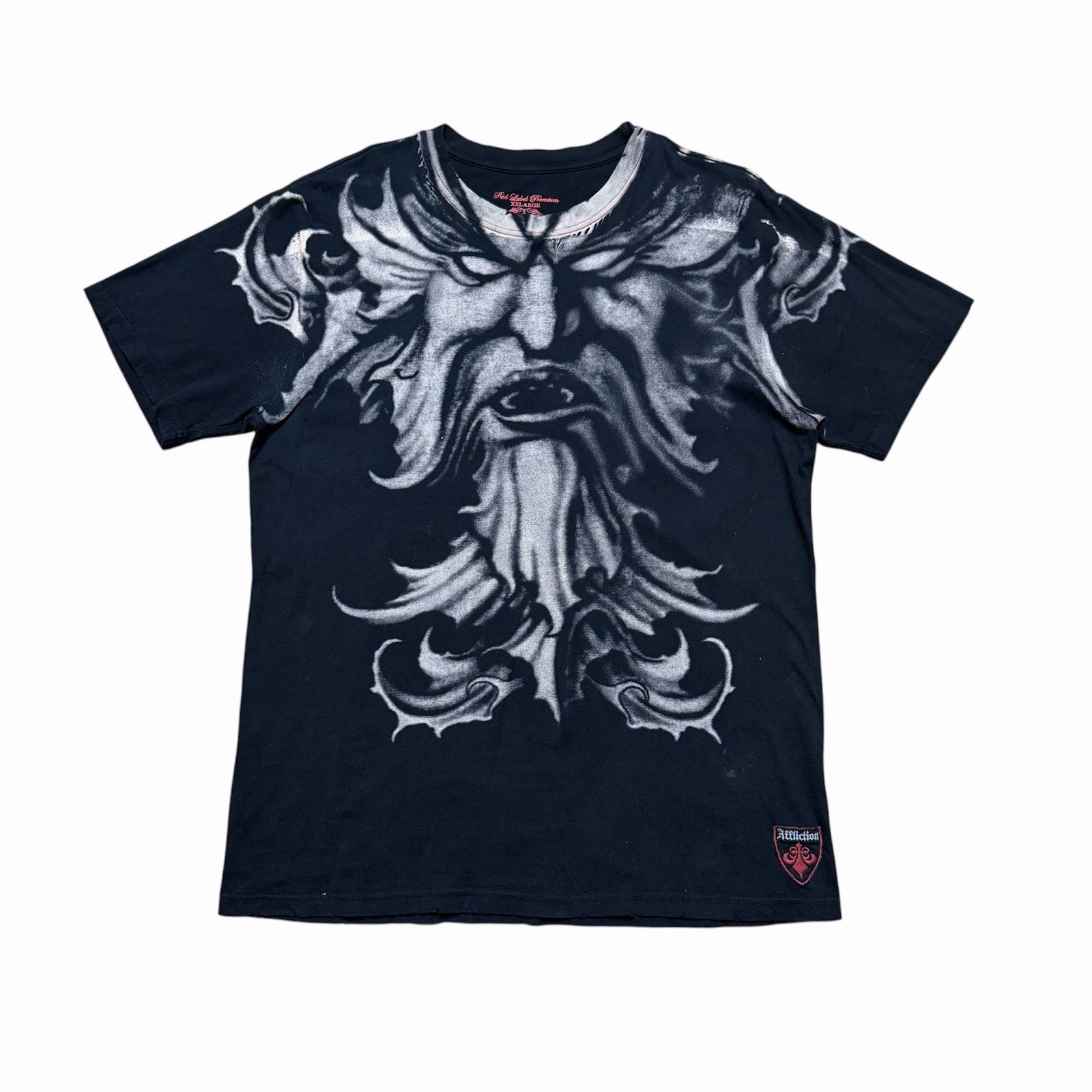 Affliction Paul Booth Leaf Man Graphic TShirt Size XXL Y2K Distressed Cyber Goth gallery
