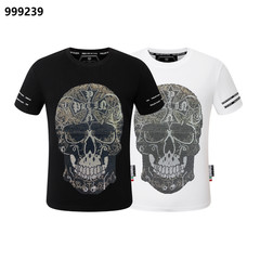 PHILIPP PLEIN T-shirt Round Neck SS PP Glass Black/White Size Medium