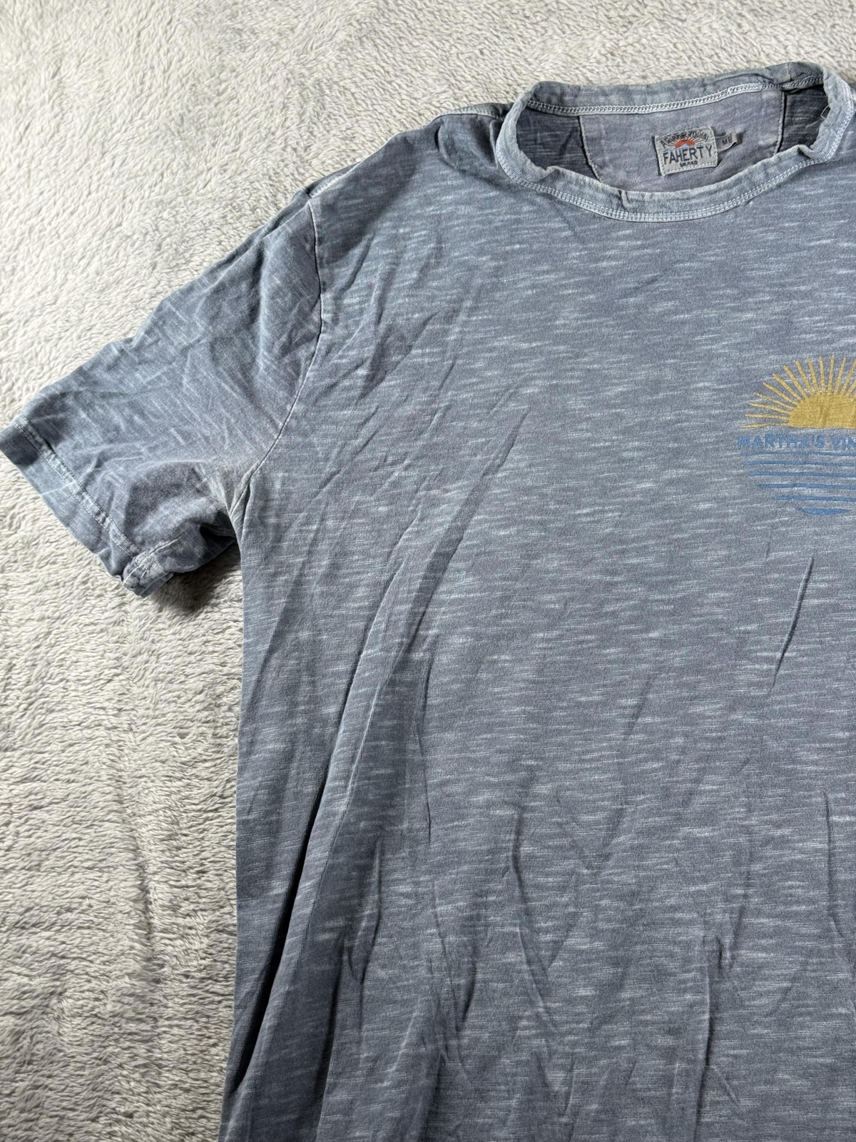 Faherty Shirt Mens Medium Blue Sunrise Graphic Crewneck Tee Casual Beach Outdoor gallery