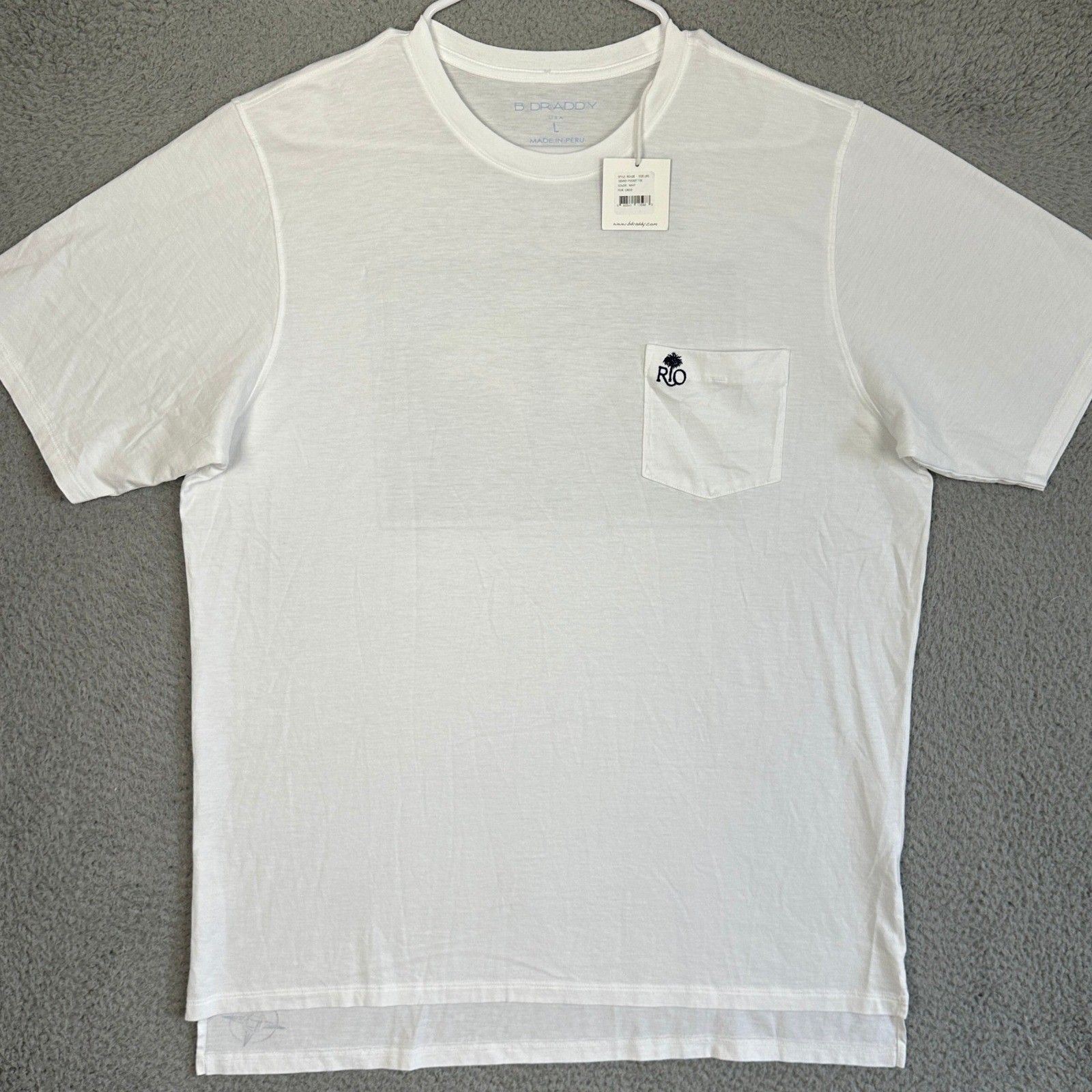 NEW B. Draddy Pima Cotton T-Shirt Mens Large White Boca Rio Golf Club Pocket Tee gallery