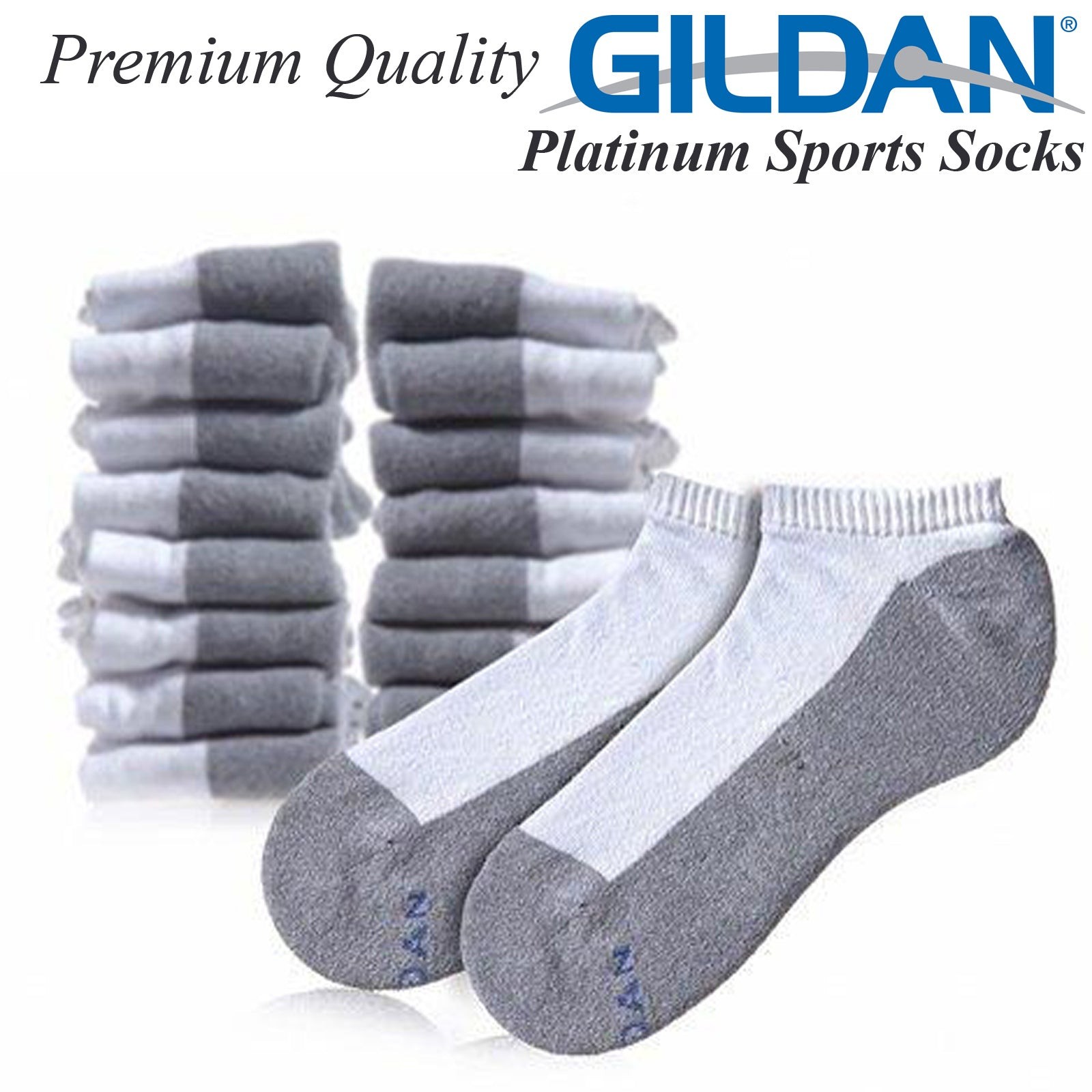 Gildan Platinum Men’s No Show Socks SHOE SIZE 6-12 6 pair