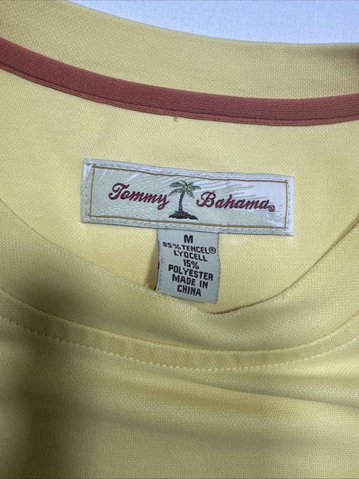 Tommy Bahama Shirt Men's M Yellow Tencel Lyocell Tee Shirt Crewneck gallery