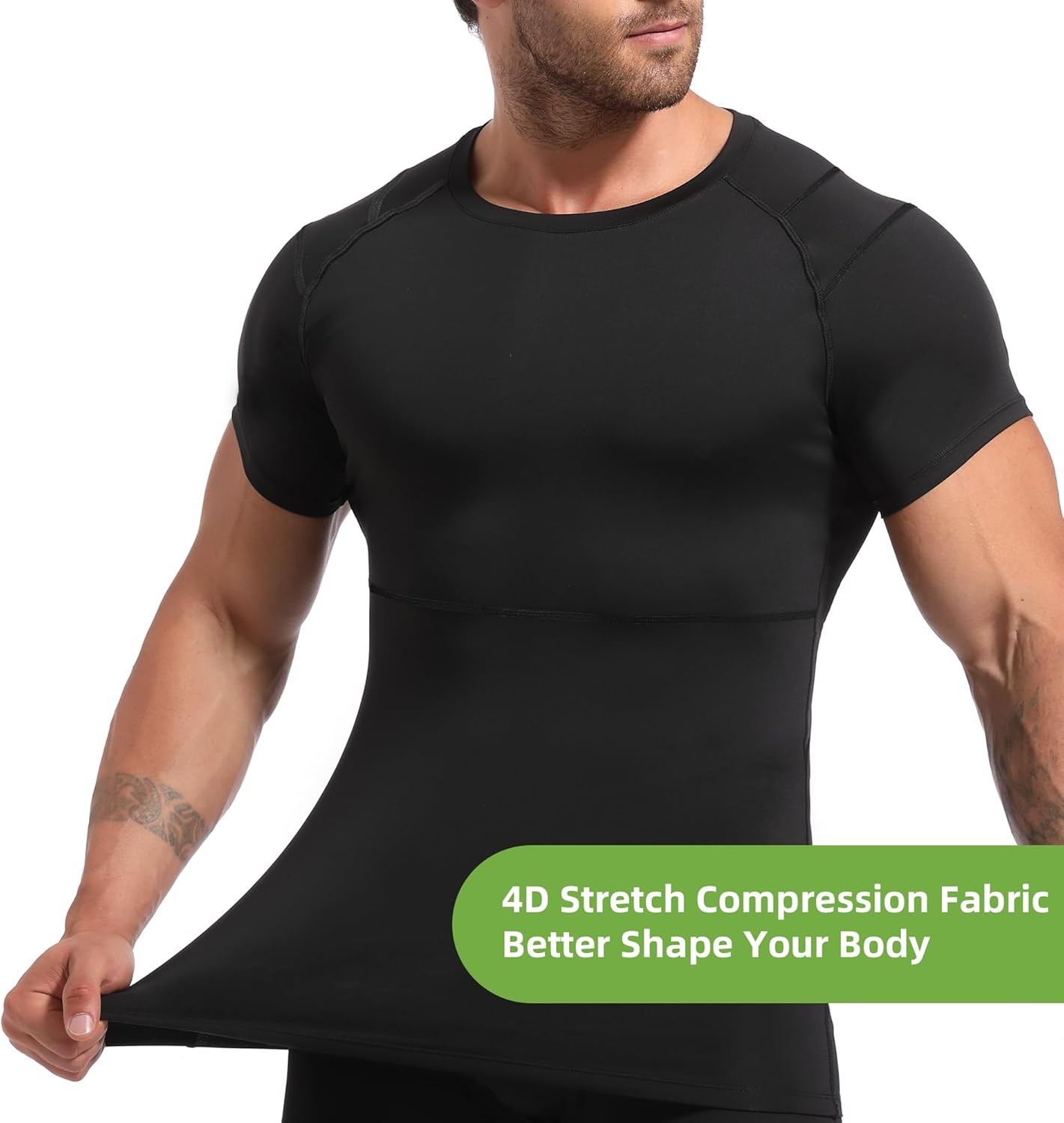 Mens Compression Undershirt Slimming Body Shaper Tummy Control Back Support gallery