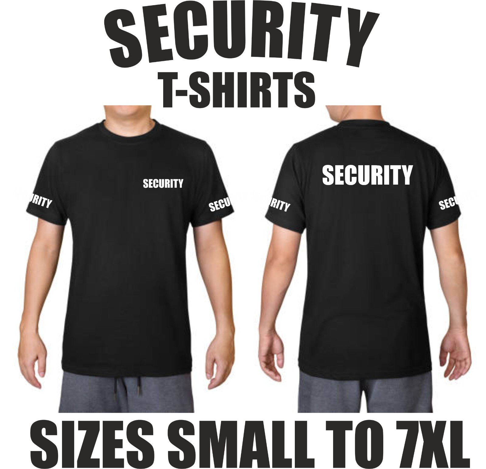 SECURITY T-SHIRT BODYGUARD DOORMAN SIZES S-7XL PRINTED FRONT/BACK/SLEEVES TSHIRT gallery