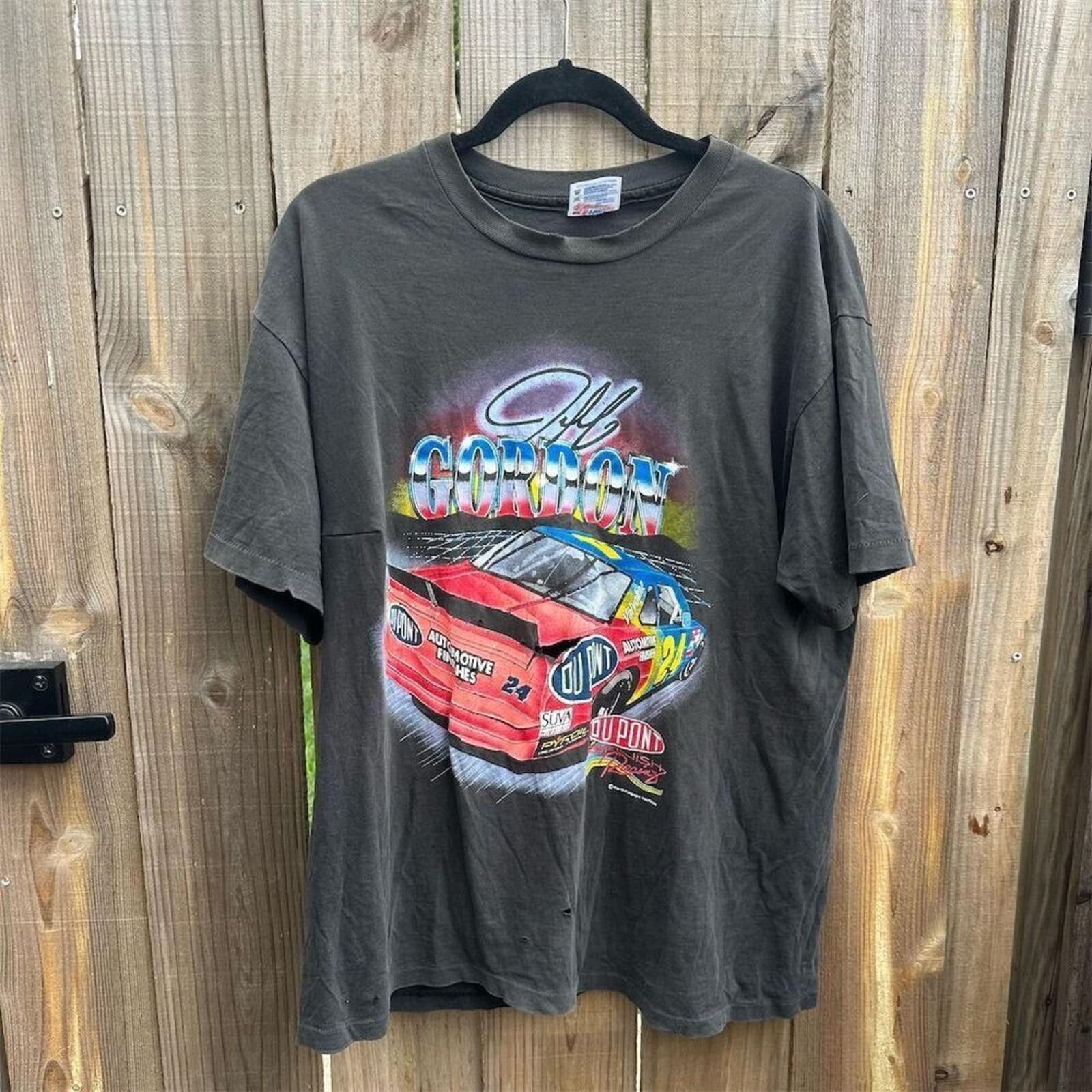 Vintage 90s Jeff Gordon NASCAR Racing T-Shirt Men’s L Black Single Stitch