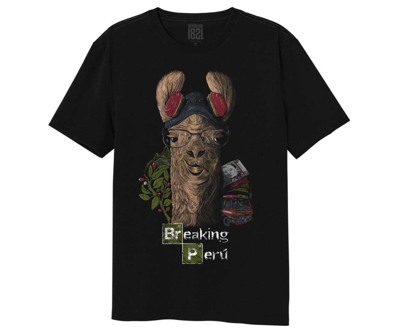 Breaking Peru Shirt Mens Black Llama Alpaca Funny Parody Republica 1821 TV XL gallery