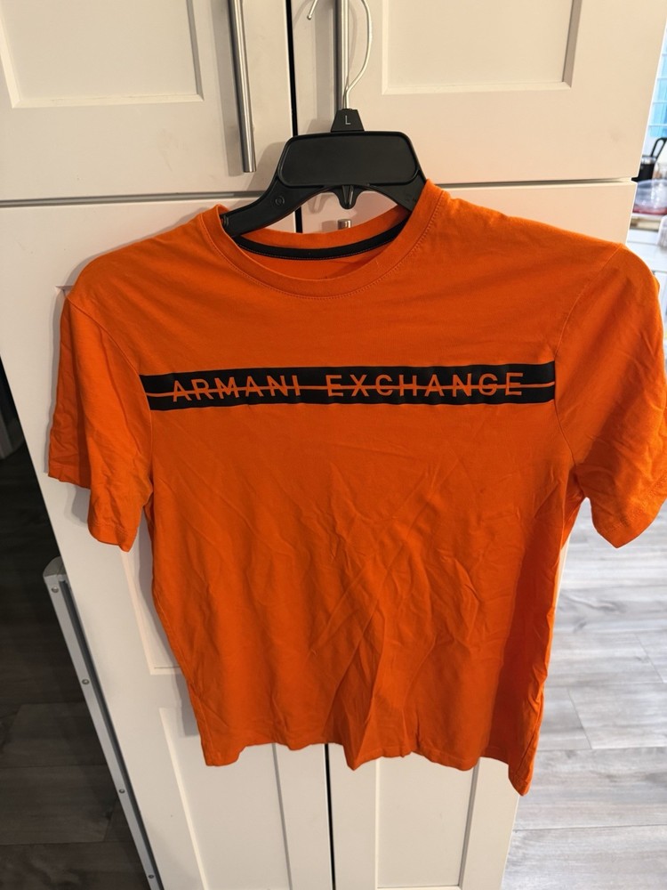 Armani Exchange Mens Slim Fit Logo Graphic T-Shirt Orange 8NZTCJ ZJH4Z Size M