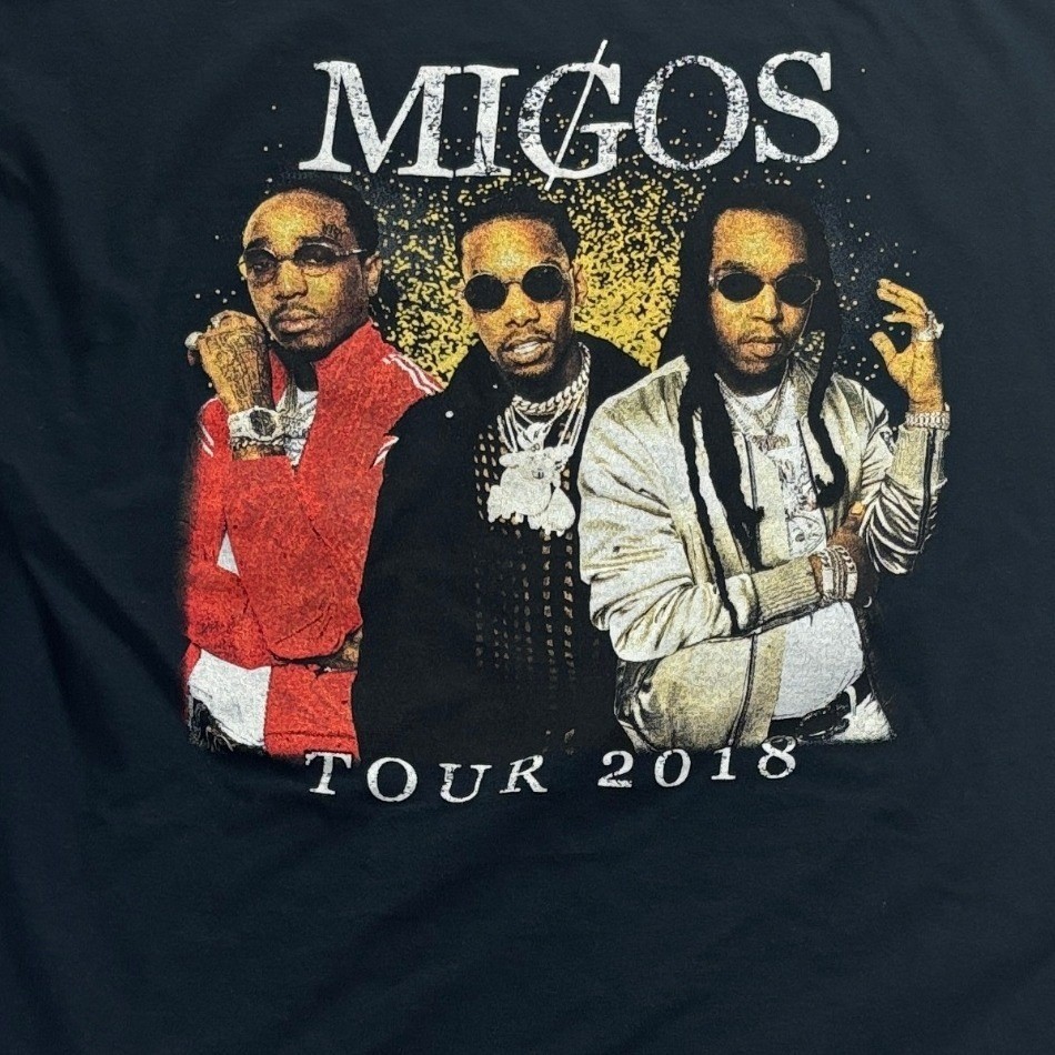 Migos Tour 2018 Rap Graphic Concert T-Shirt Large Black Mens Fruit of the Loom gallery
