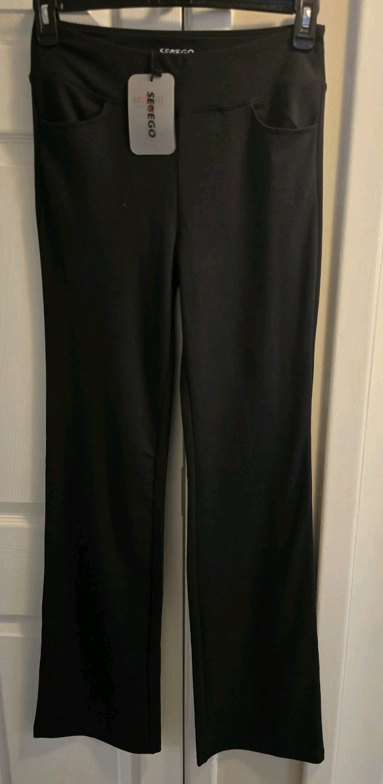 SEVEGO Women's Wide Leg Yoga Pants Size Medium Tall 35"Inseam Front Back pockets gallery
