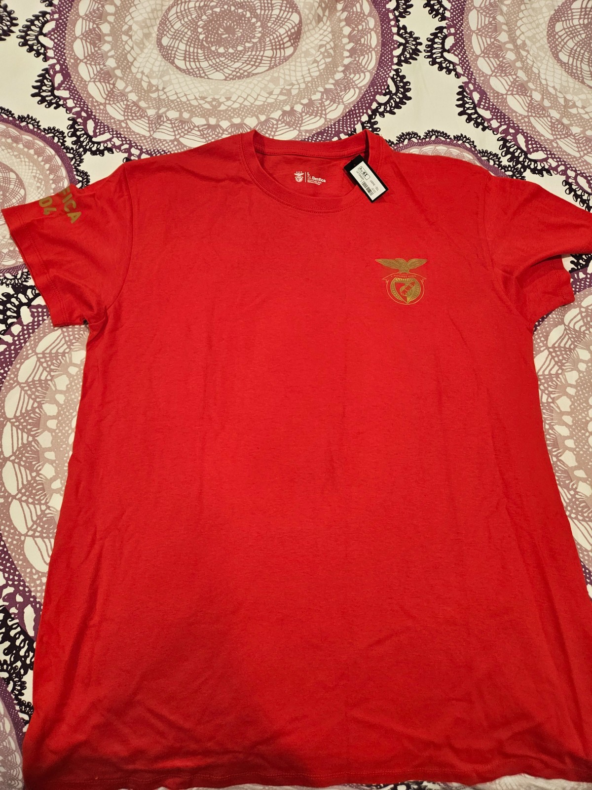 NWT S.L. Benfica T-Shirt Mens Red Official Product 100% Cotton Primeira Liga