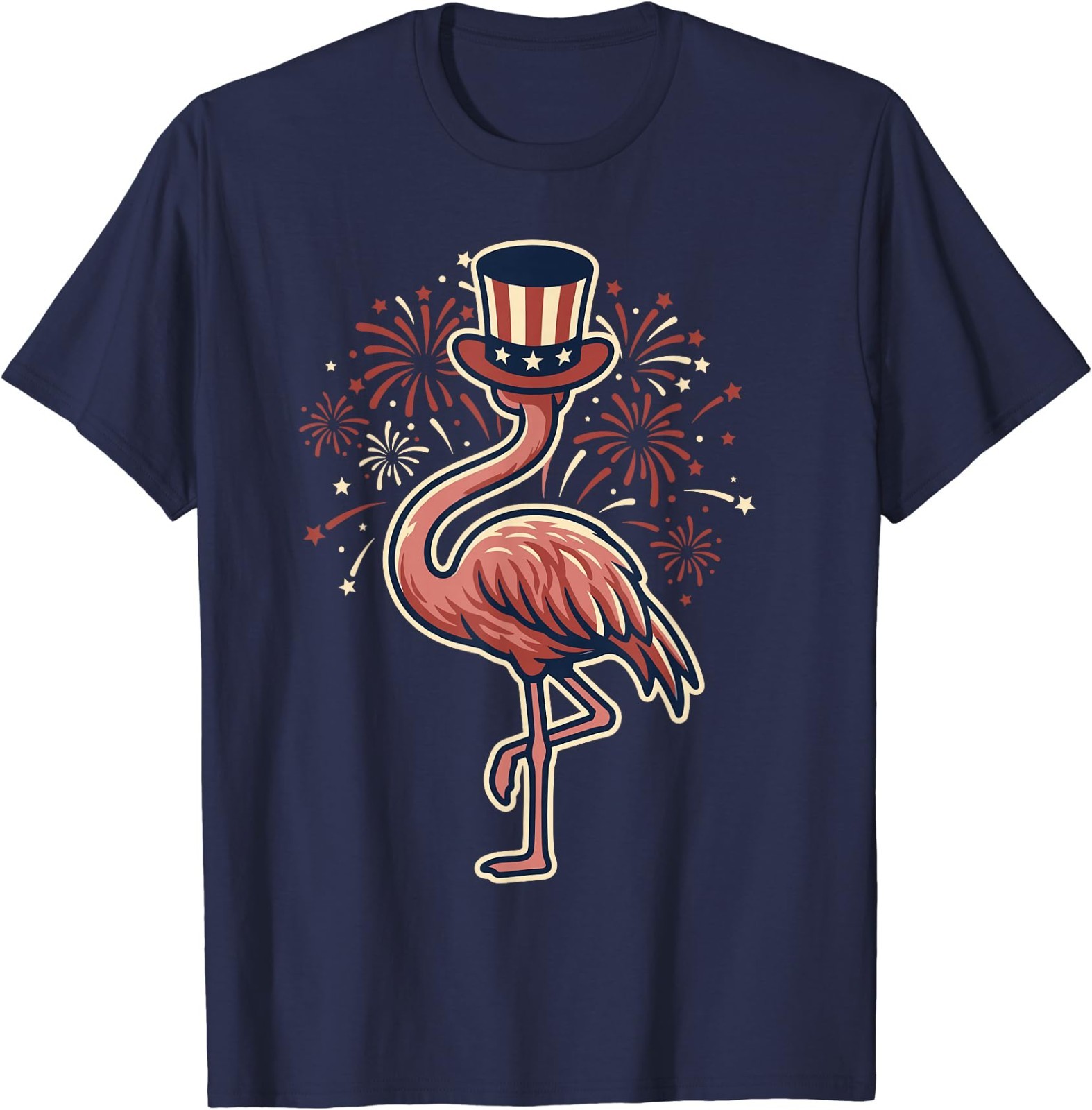 4th of July Flamingo Patriotic Top Hat Funny Fireworks USA T-Shirt gallery