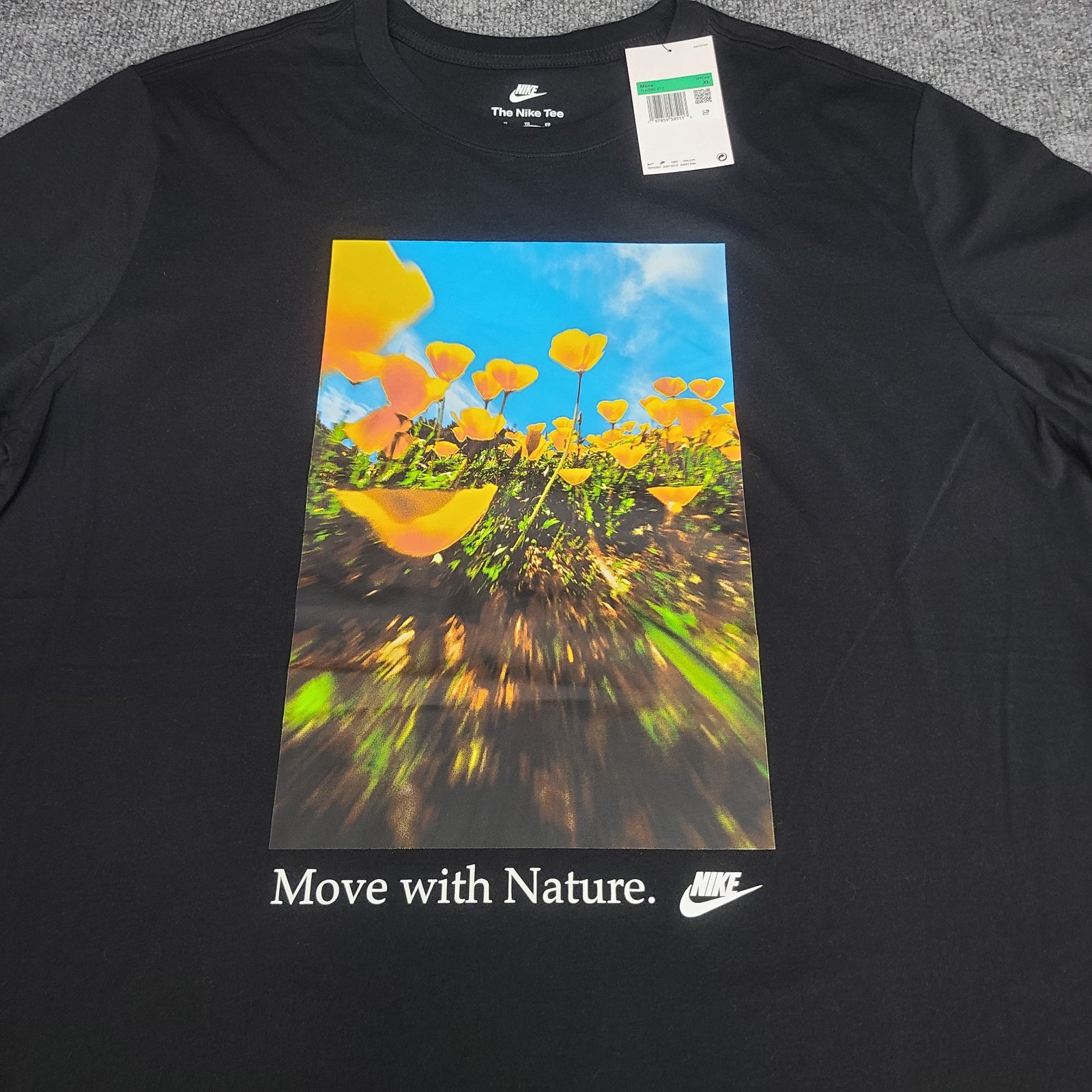 Nike Shirt Mens XL Black Move With Nature Floral Graphic Sportswear Cotton Tee gallery