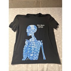 ROMWE Black Tee with Blue Skeleton Graphic and Text