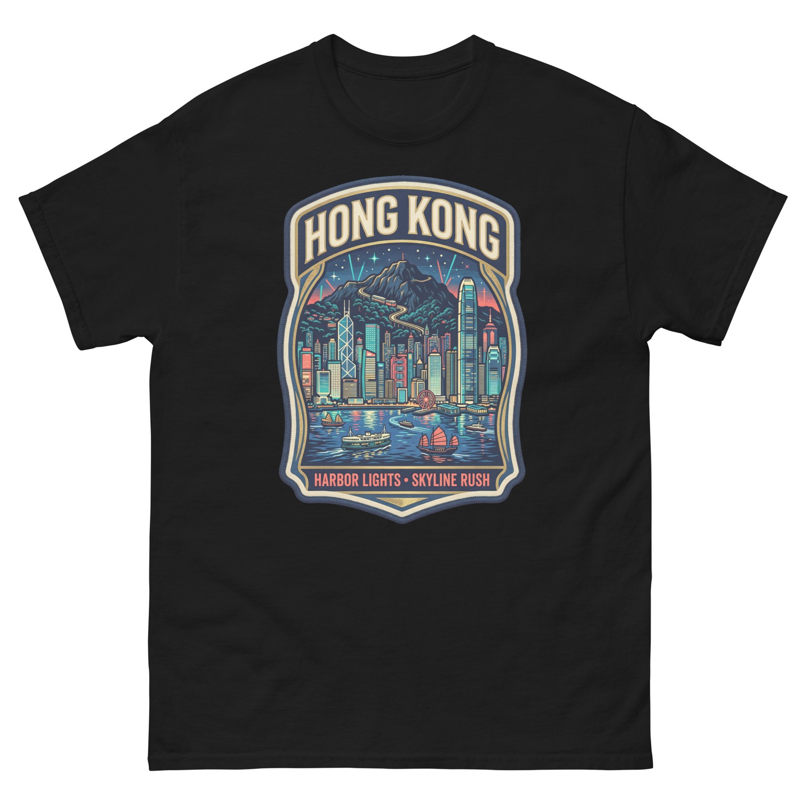 Hong Kong Harbor Skyline Graphic T-Shirt Unisex Travel Tee gallery
