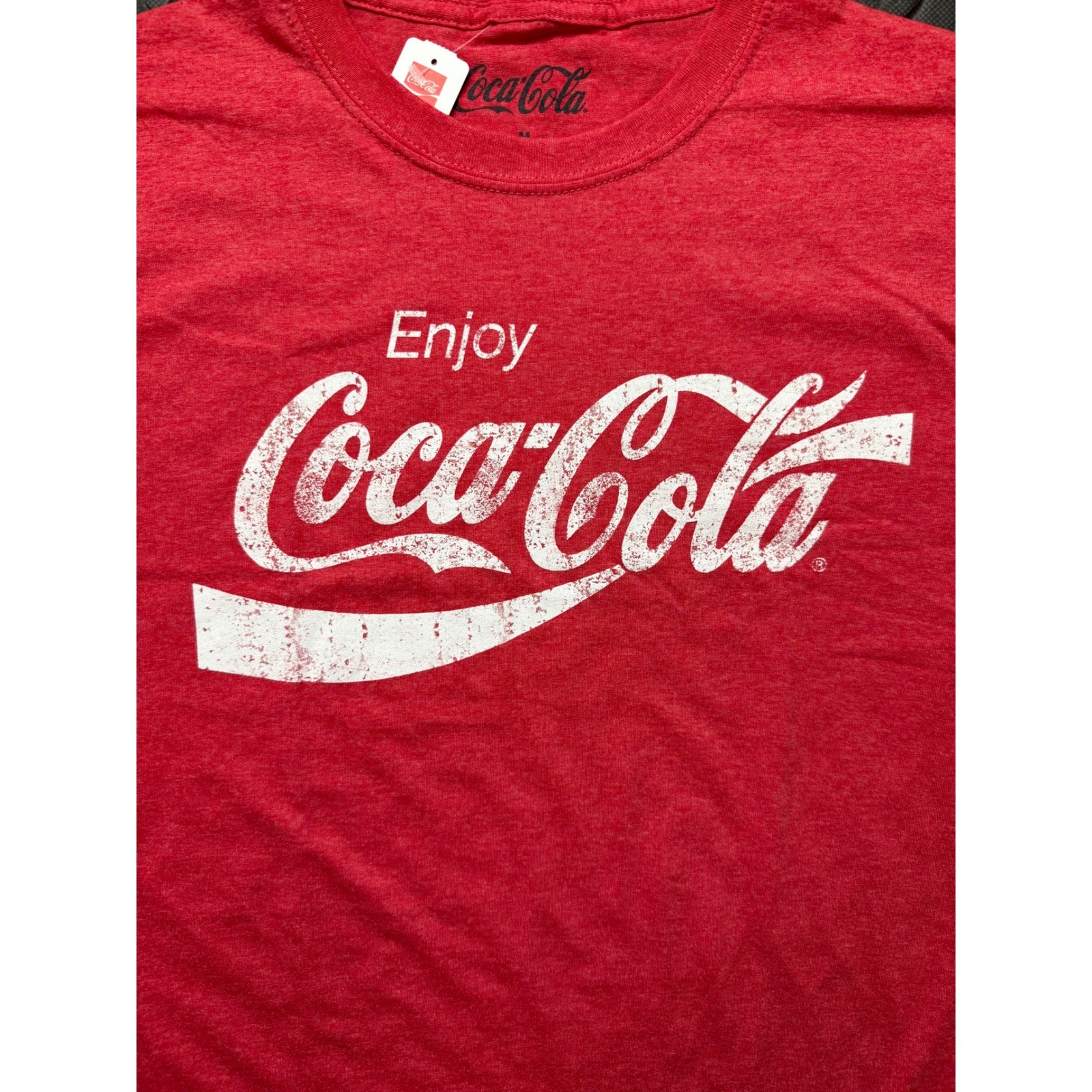 Coca-Cola Mens Graphic T-Shirt Red Heather Distressed Logo 20321 Size Medium NEW gallery