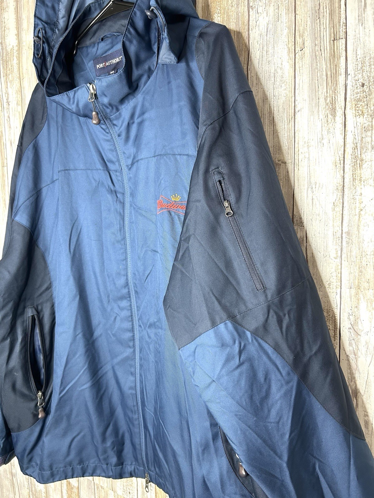 Men's Port Authority 3XLarge Navy Employee Budweiser Windbreaker Hooded Jacket gallery