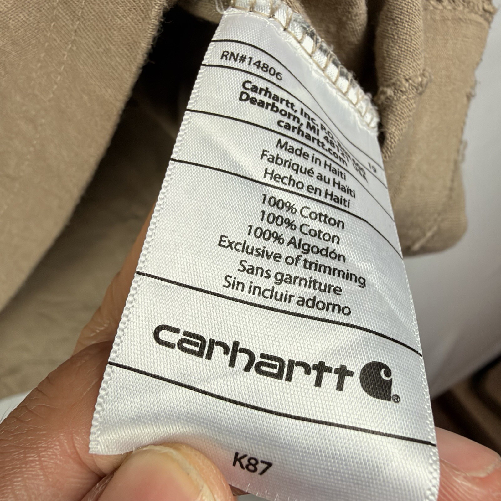 Carhartt T-Shirt Men's 2XL Original Fit Beige Short Sleeve Pocket Tee gallery