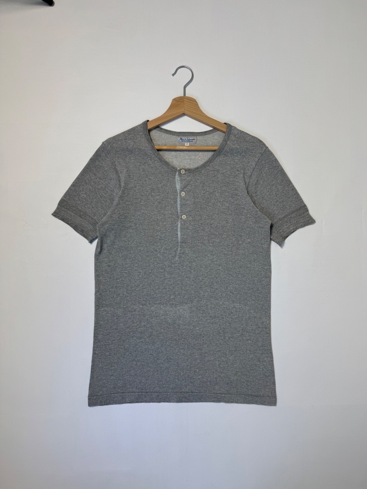 Merz b. Schwanen Men’s Gray Short Sleeve Henley T-Shirt Size 5 M 100% Cotton gallery