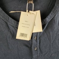 Vince Henley Placket Cotton Relaxed-Fit Shirt Men’s XL Blue Short Sleeve
