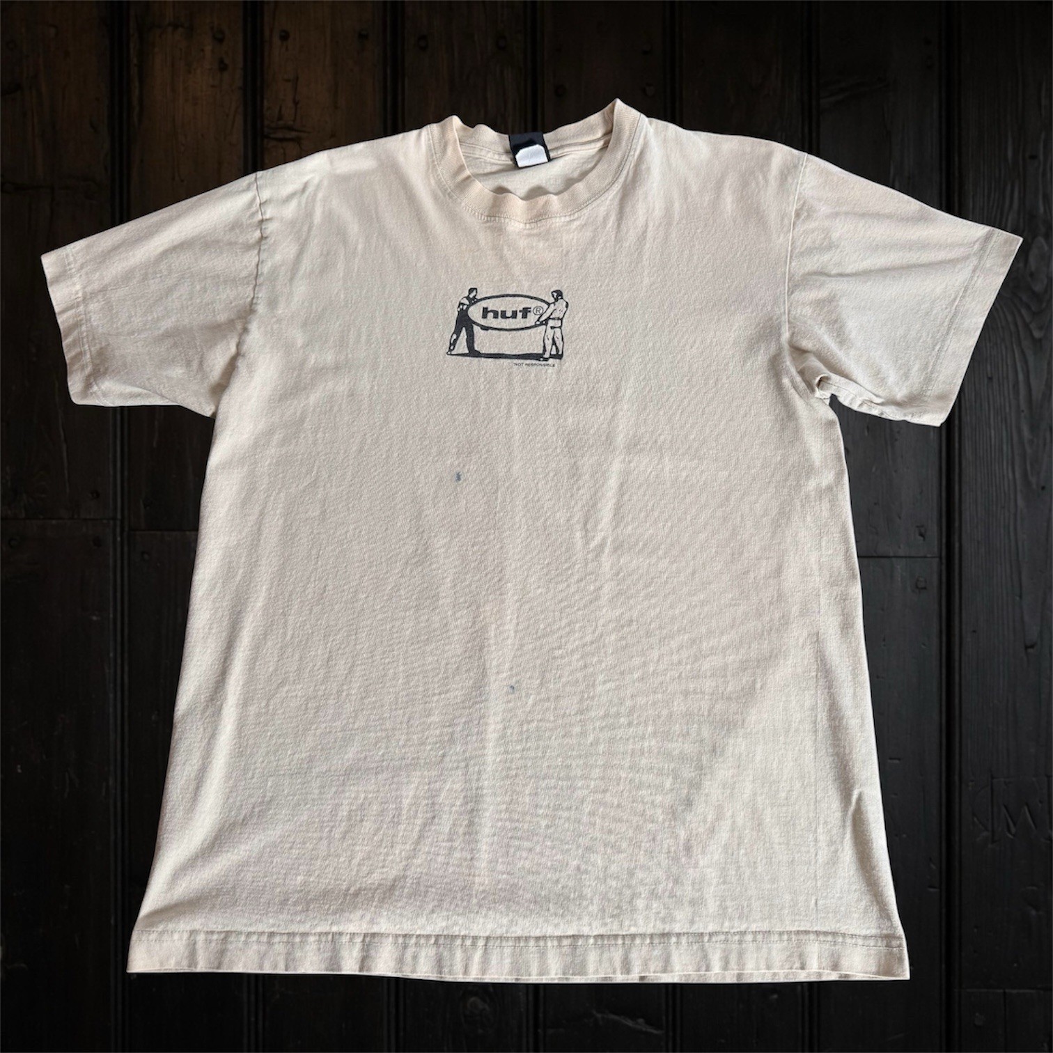 Vintage HUF Worldwide Skate "Not Responsible" T Shirt M Y2K Grunge Streetwear gallery