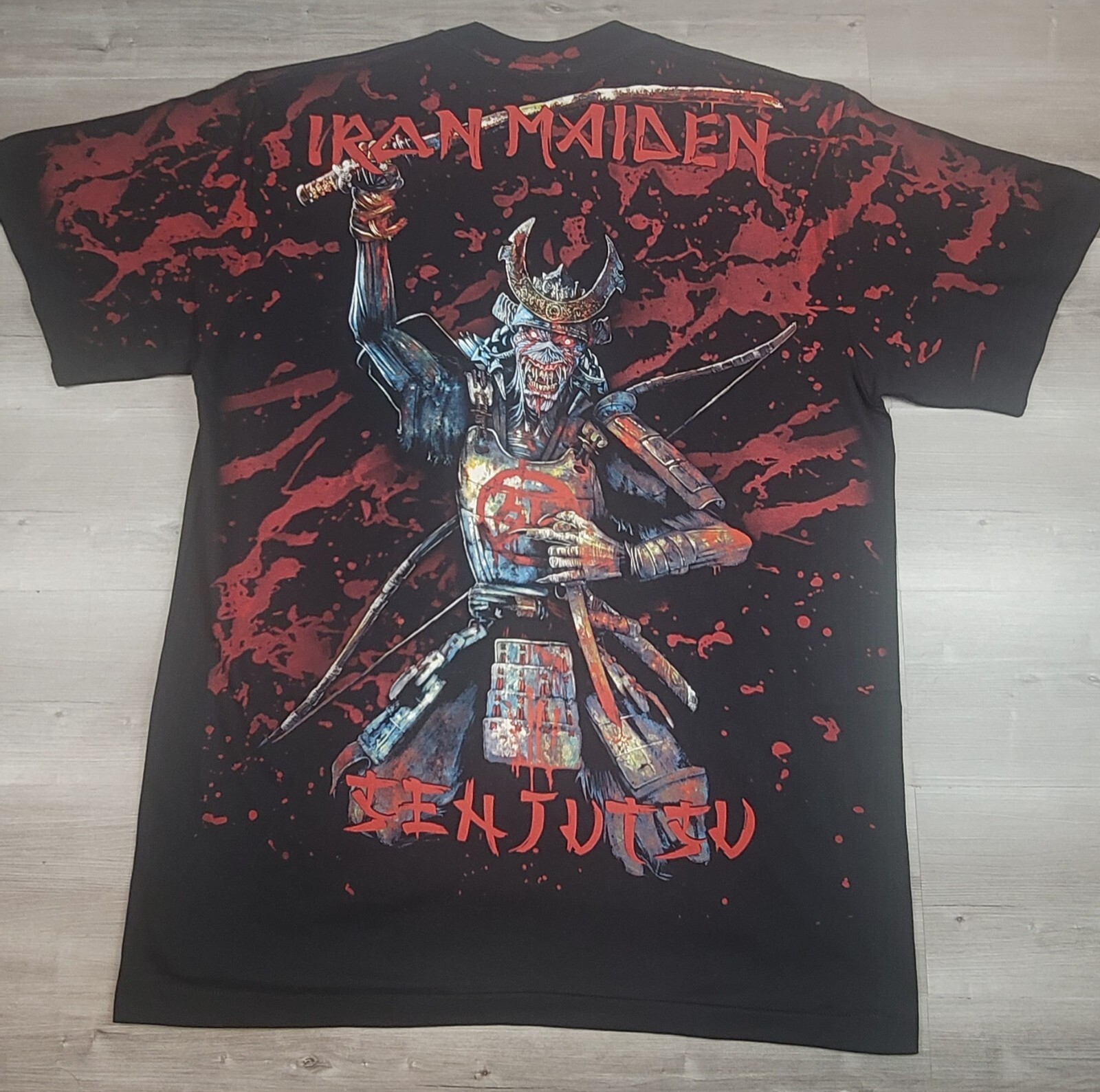 Iron Maiden tshirt All Over Print Eddie the Head Samurai Modern Boot Cut Tag gallery