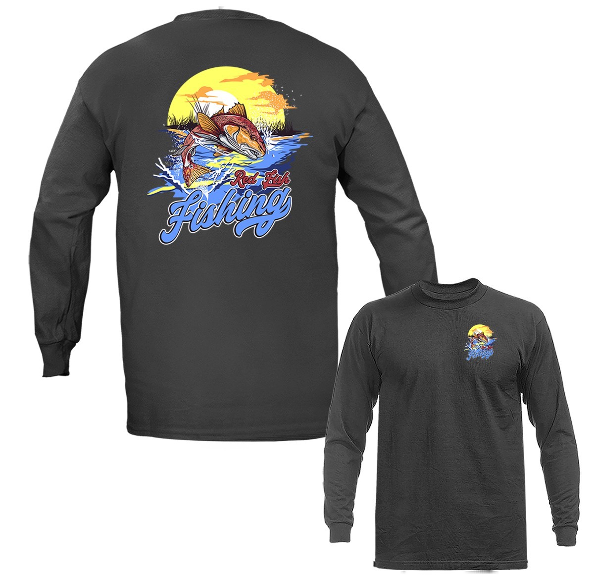 Red Fish Fishing Outdoor Sports Fishing Long Sleeve T-Shirts gallery