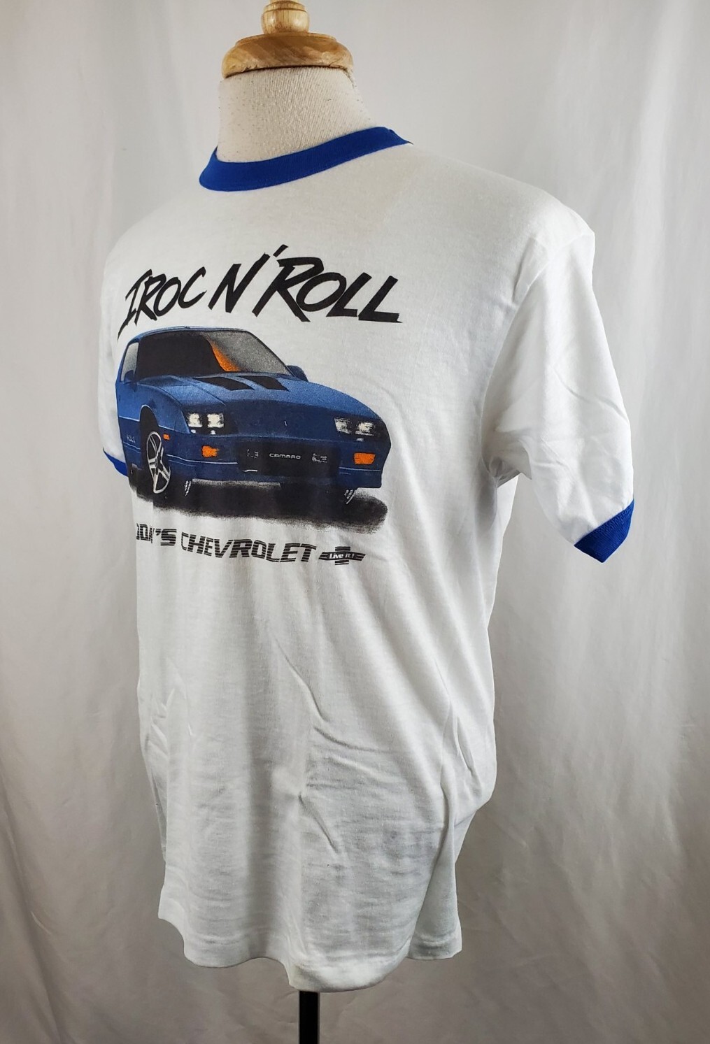 Vintage 80s Chevy Camaro IROC T-Shirt Large Ringer 50/50 Two Sided Deadstock, GM gallery