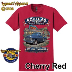 Route 66 100 Year Centennial, 1955 Chevy Pick Up, Custom Made T-Shirt