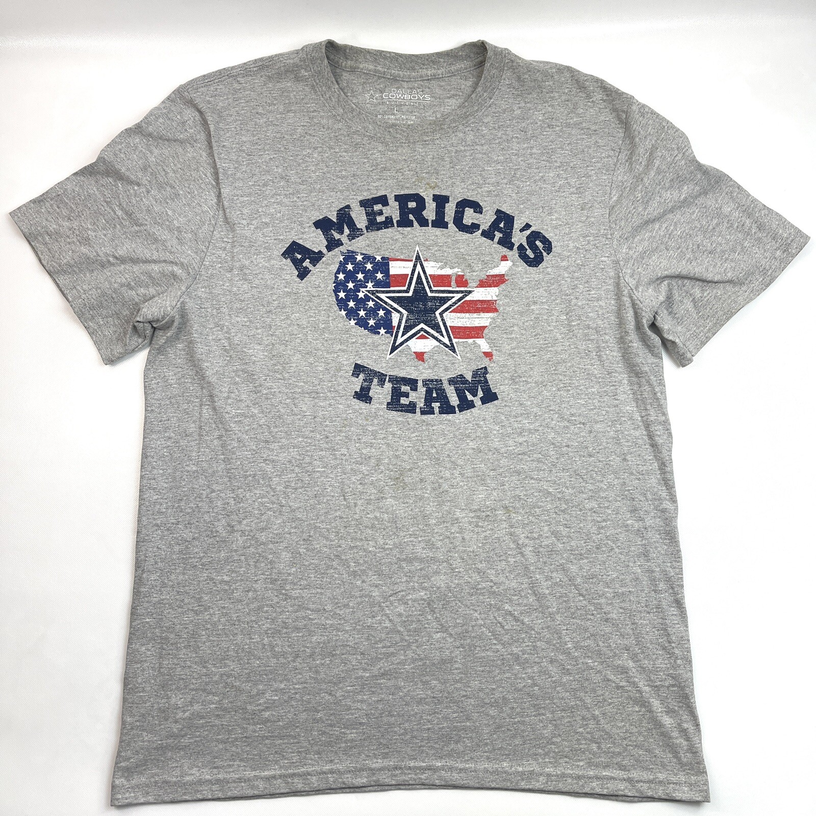 NFL Dallas Cowboys Authentic USA Flag America’s Team Gray T-Shirt Men’s Size L