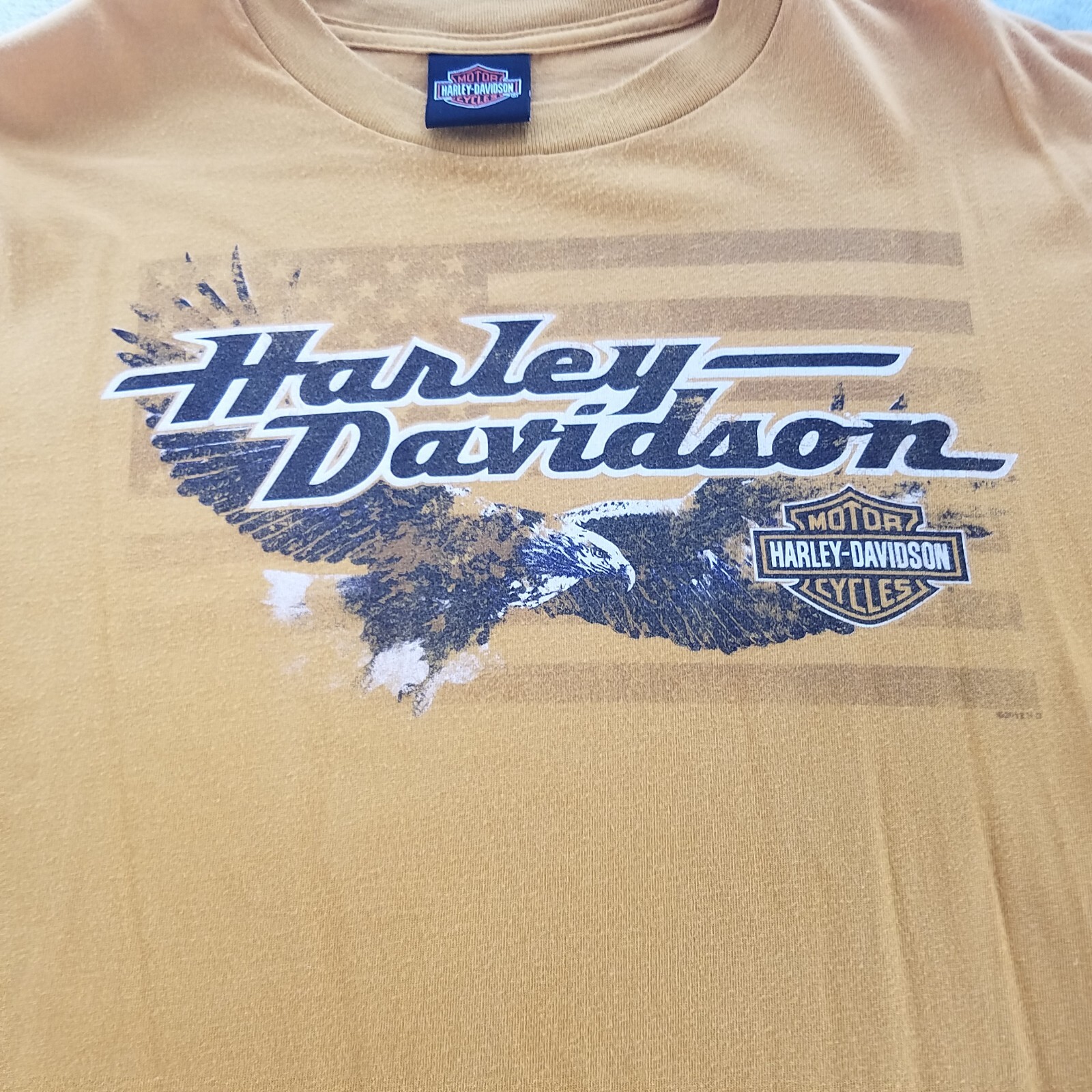 Mens Harley Davidson Graphic T Shirt Yellow Flying Eagle Stone -See Measurements gallery