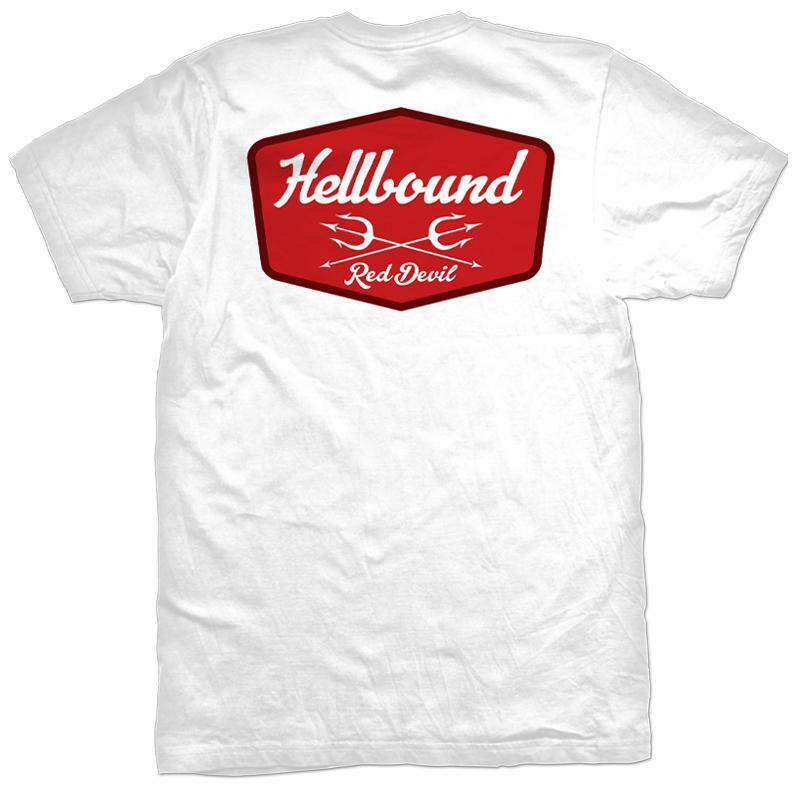 NEW Red Devil HELLBOUND BADGE WHITE Tee Shirt SMALL-5XLARGE #MPT-905-WHI LIMITED