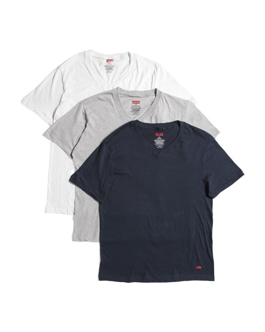 NEW Levi's Men's Tees T-Shirts 3 Pack M L White Gray Black V-Neck Cotton V1 gallery