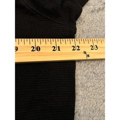 American Eagle Mens Henley Shirt Medium Black Waffle Knit Thermal Long Sleeve M
