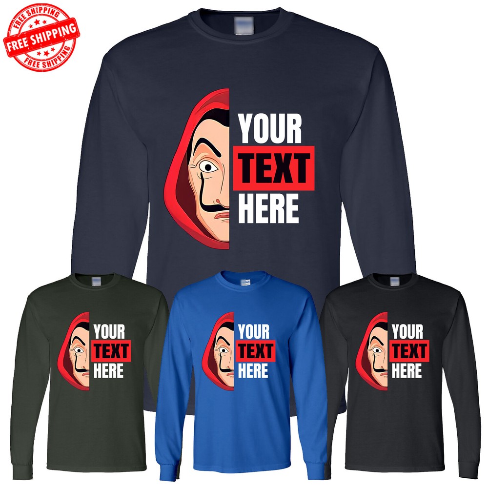 Personalized Add Your Text Here Customized Mens Full Sleeve Custom Made Gift Tee