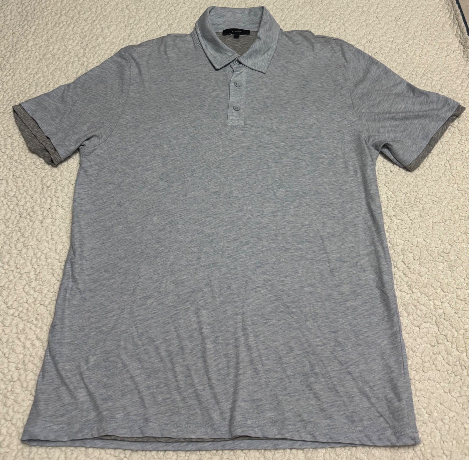 Vince Men's Light Blue/Gray Double Layer Short Sleeve Polo T-Shirt Size S NWOT gallery