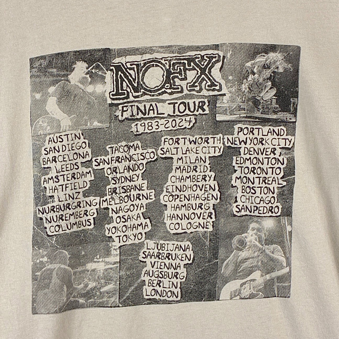 NOFX Tshirt Mens XL Beige Black Final Tour Skull Thrash Skate Punk Rock Band gallery