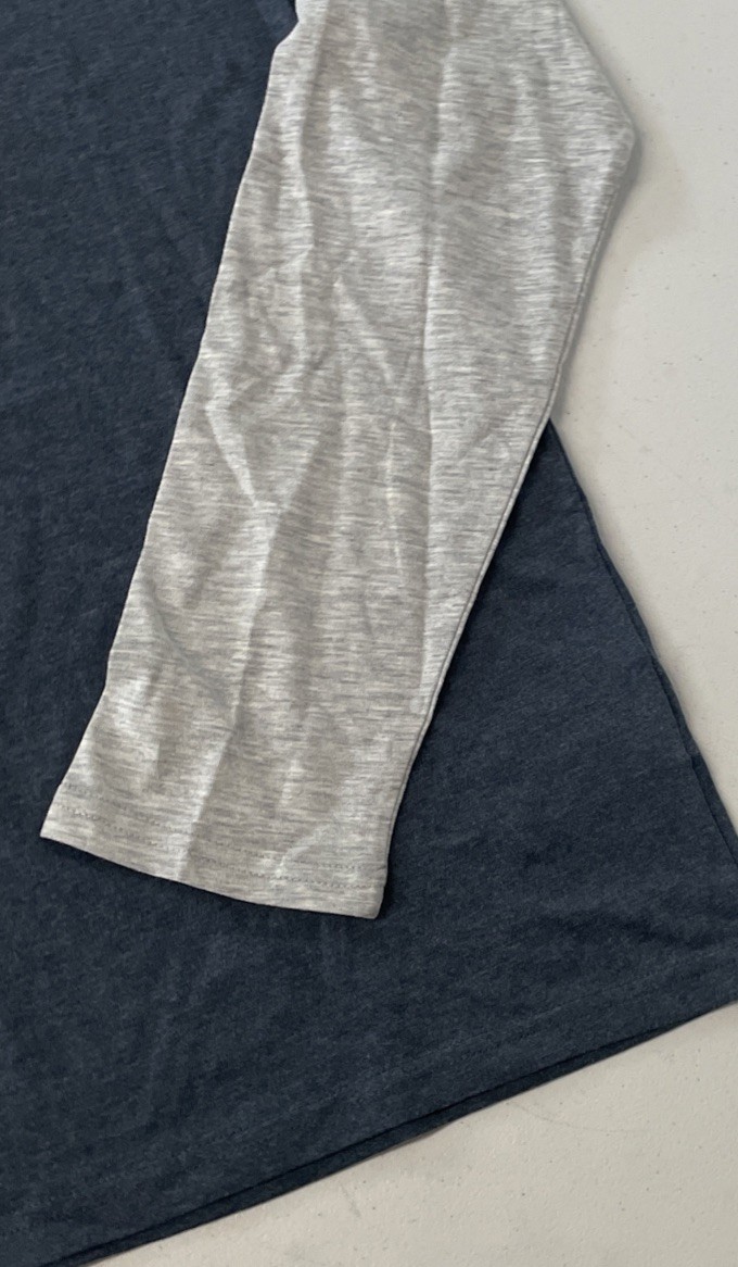 HURLEY Men's Raglan Tee Shirt Colorblock Long Sleeve Pullover BLUE/GRAY MEDIUM gallery