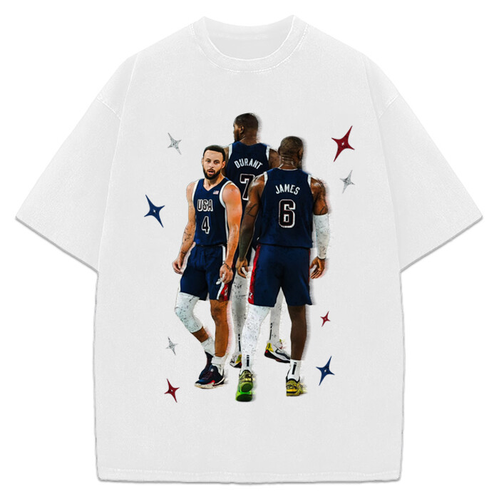Stephen Curry Lebron James Kevin Durant BIG 3 USA World Champ Custom Graphic Tee gallery