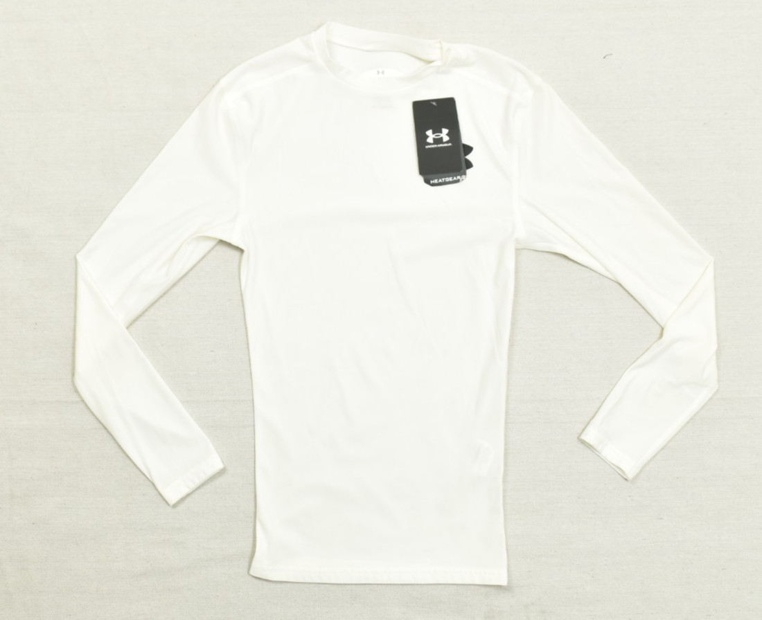 Under Armour HeatGear Compression Shirt Men S White Long Sleeve Base Layer NEW