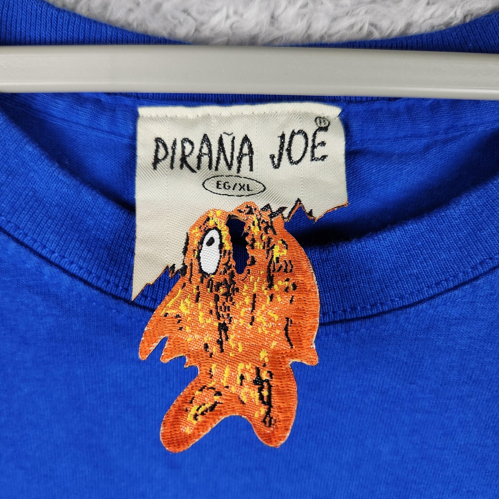 Pirana Joe Shirt Mens XL Blue Cozumel Mexico Nautical Anchor Fish Graphic Logo gallery