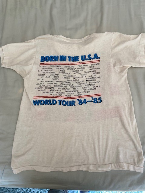 Bruce Springsteen 1984 1985 vtg t shirt Tour Dates Concert Fits S but says M gallery